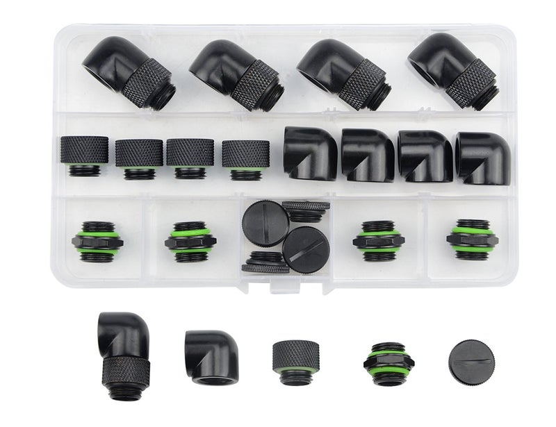 BXQINLENX 20 PCS Silver Chrome G1/4" Plug Fittings for Computer Water Cooling System (Black) - Image 2